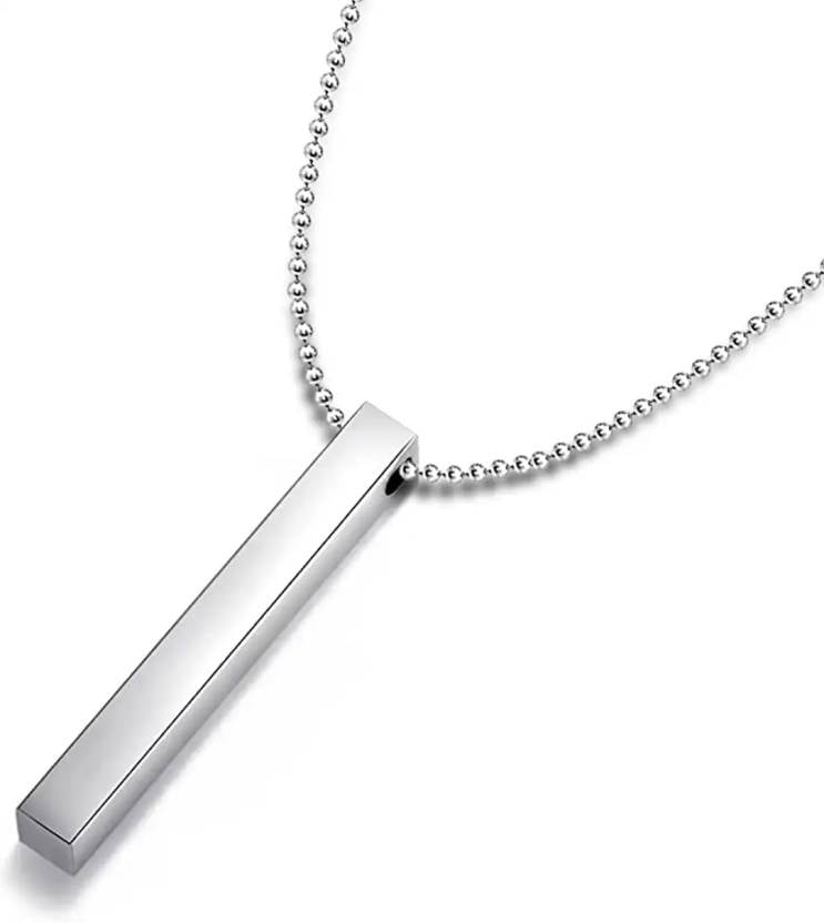 Stylish Steel Bar Silver Chain